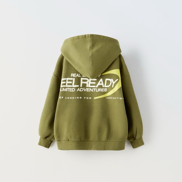NWT Zara boys green graphic hoodie sweatshirt sweater size 12-18 18-24 months - Picture 2 of 6